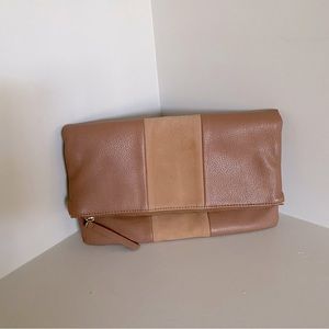 Faux Suede/Leather Clutch with zipper and magnet fold